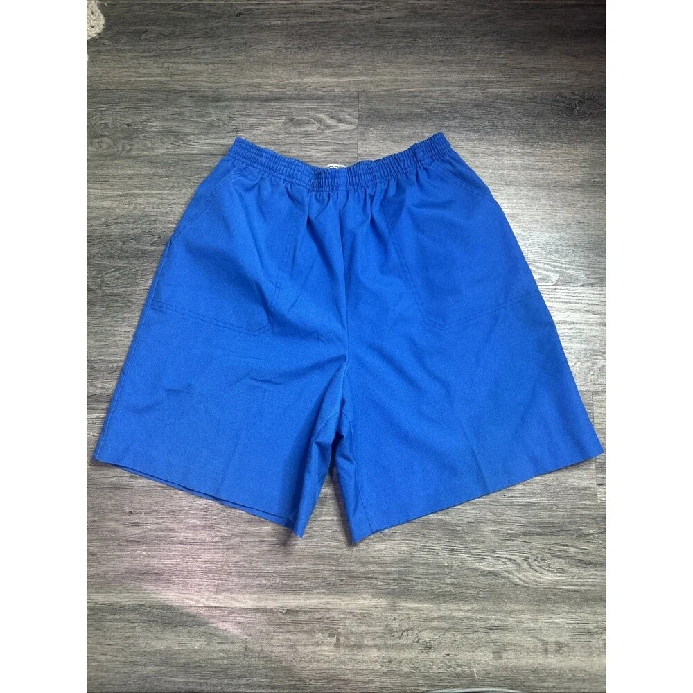 Vtg 80s Koret Womens Long Blue Bermuda Shorts Size 14 Pull On Knee Length